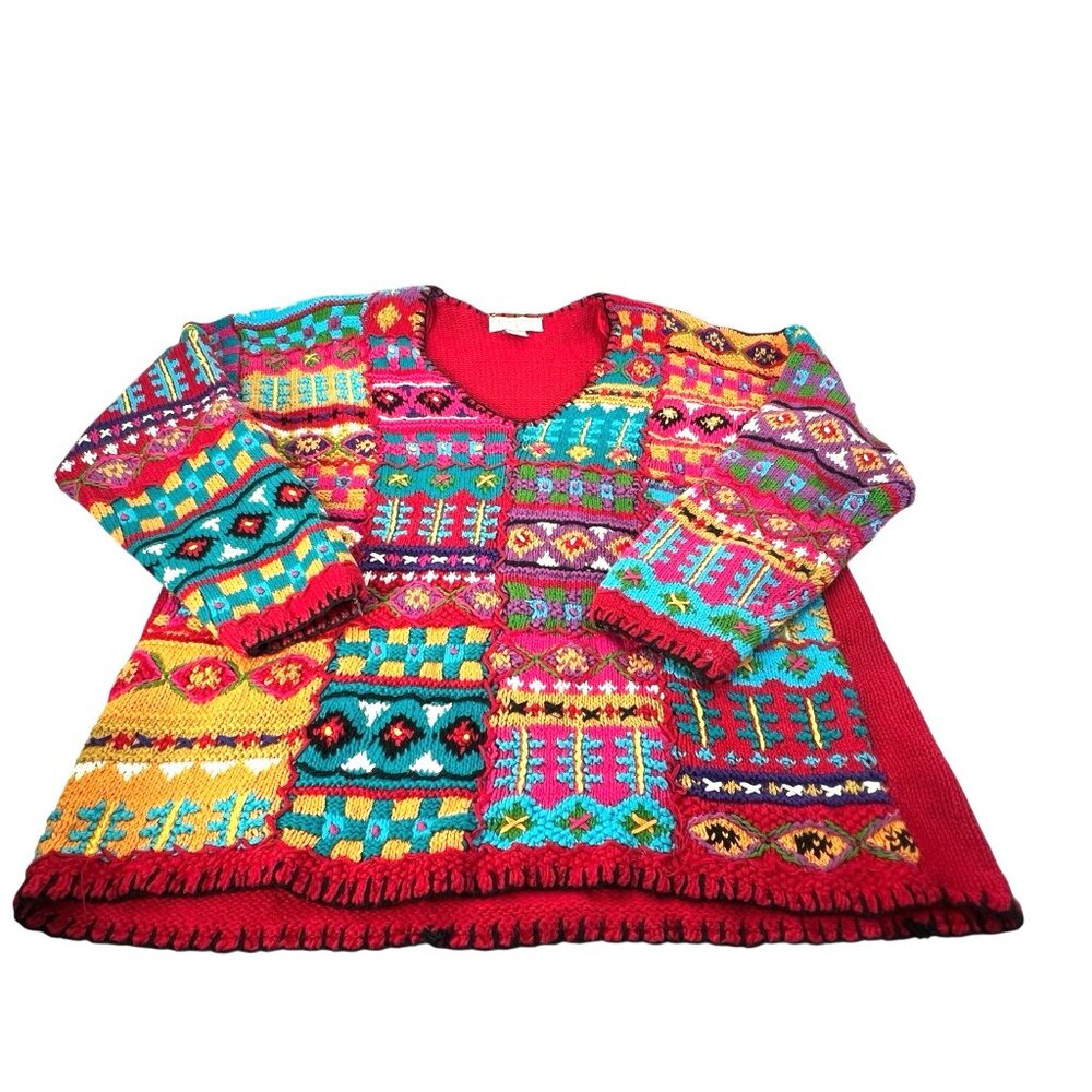 vtg 80s Casual Corner Limited Edition colorfun sweater funhause carnival vibe XL - Picture 4 of 8